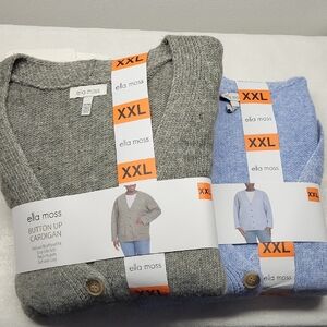 Ella Moss Womens XXL Gray and Blue Cardigan  Sweater Lot